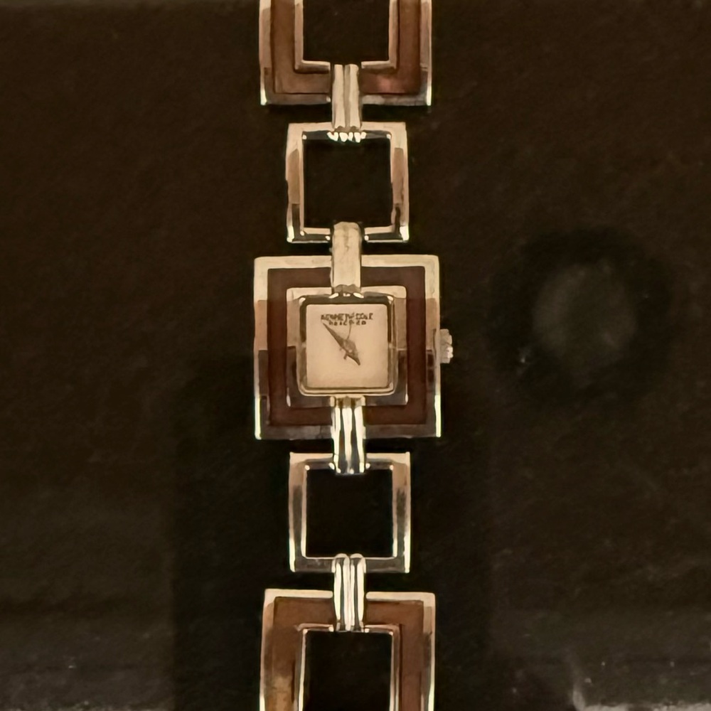 Kenneth Cole Reaction Silver and Brown Geometric Bracelet Watch